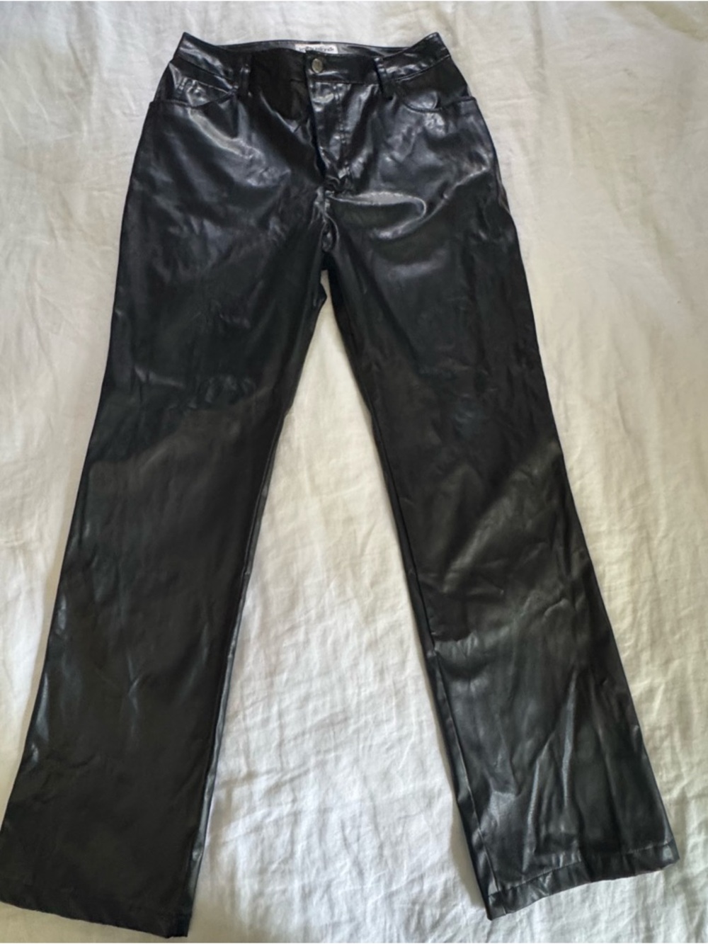 Kathy Ireland Black Faux Leather Pants Size 12 Bootcut Y2K Vintage